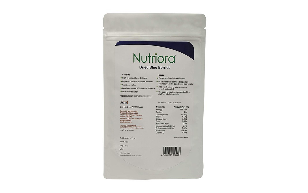 Nutriora Dried Blue Berries    Pack  150 grams